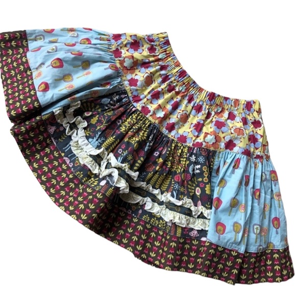 Matilda Jane Other - Matilda Jane Blue & Brown mixed pattern Skirt Girls Size 6